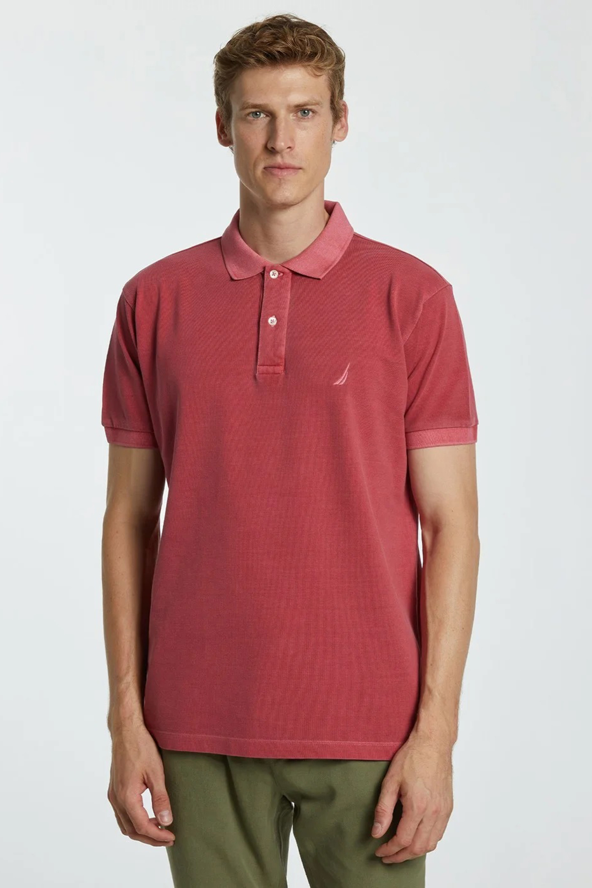 Nautica % 100 Pamuklu Polo Yaka Classic Fit  T Shirt Erkek Polo Yaka T Shirt K35111T 6SR KIRMIZI