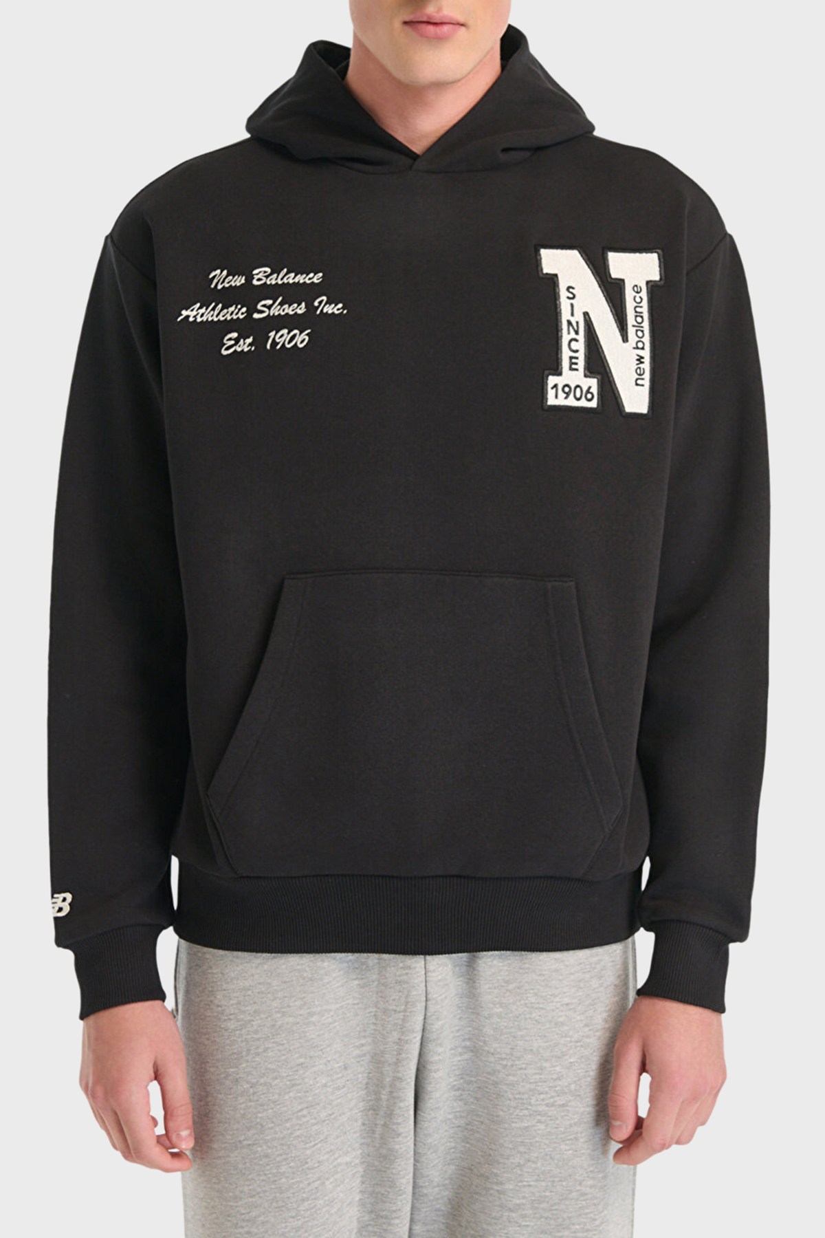 New Balance NB Lifestyle Pamuklu Oversize Fit Logolu Kapüşonlu Unisex Sweat 0UNH3534BK SİYAH