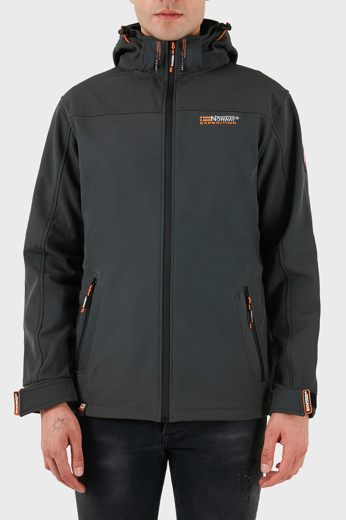 Norway Geographical Rüzgara ve Suya Dayanıklı Çıkarılabilir Kapüşonlu Softshell Erkek Mont TAKENI YEŞİL