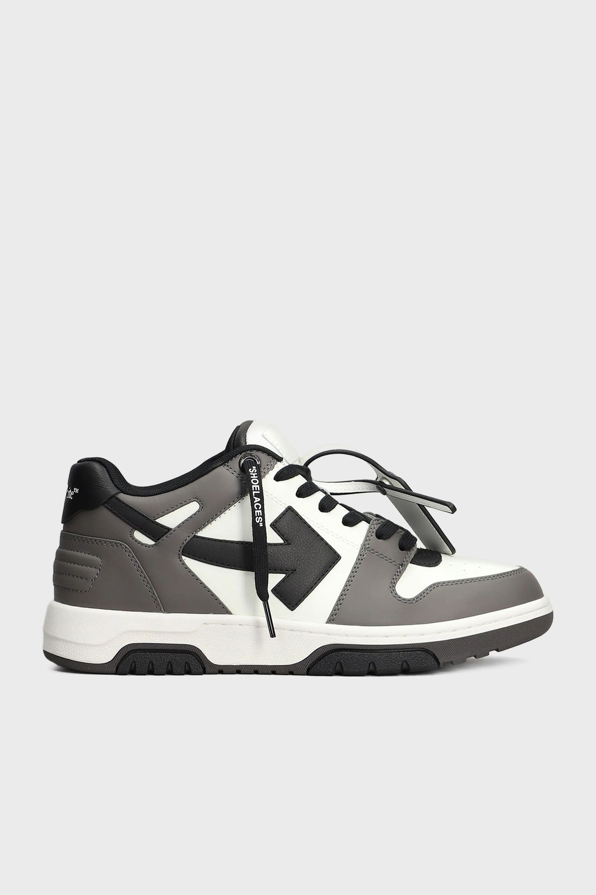 Off-White Deri Ok Tasarımlı Sneaker Erkek Ayakkabı OMIA189C99LEA013 0710 GRİ-BEYAZ