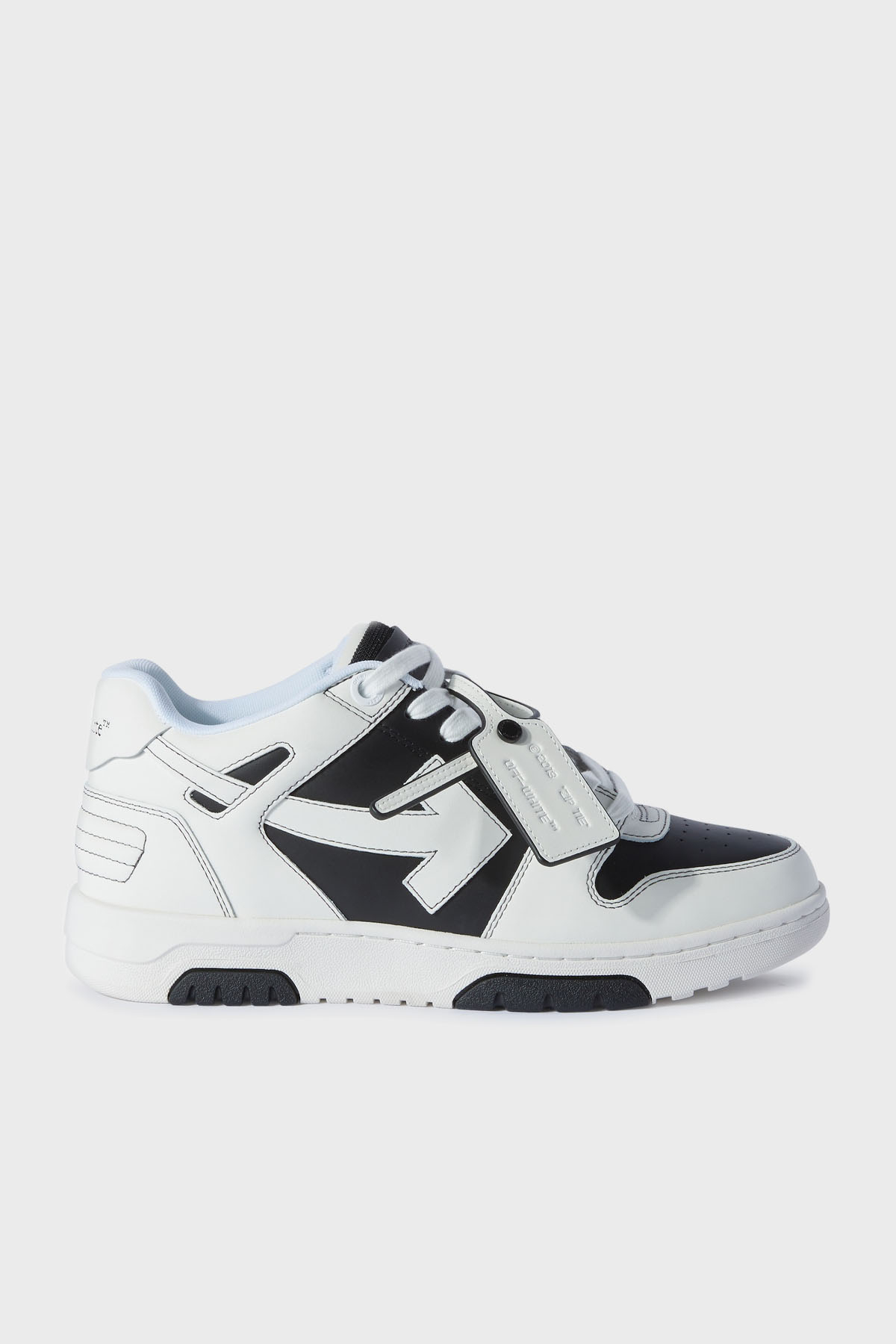 Off-White Deri Ok Tasarımlı Sneaker Erkek Ayakkabı OMIA189C99LEA015 1001 SİYAH-BEYAZ
