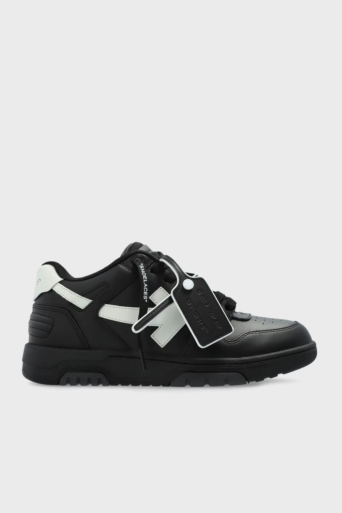 Off-White Deri Ok Tasarımlı Sneaker Erkek Ayakkabı OMIA189C99LEA019 1001 SİYAH