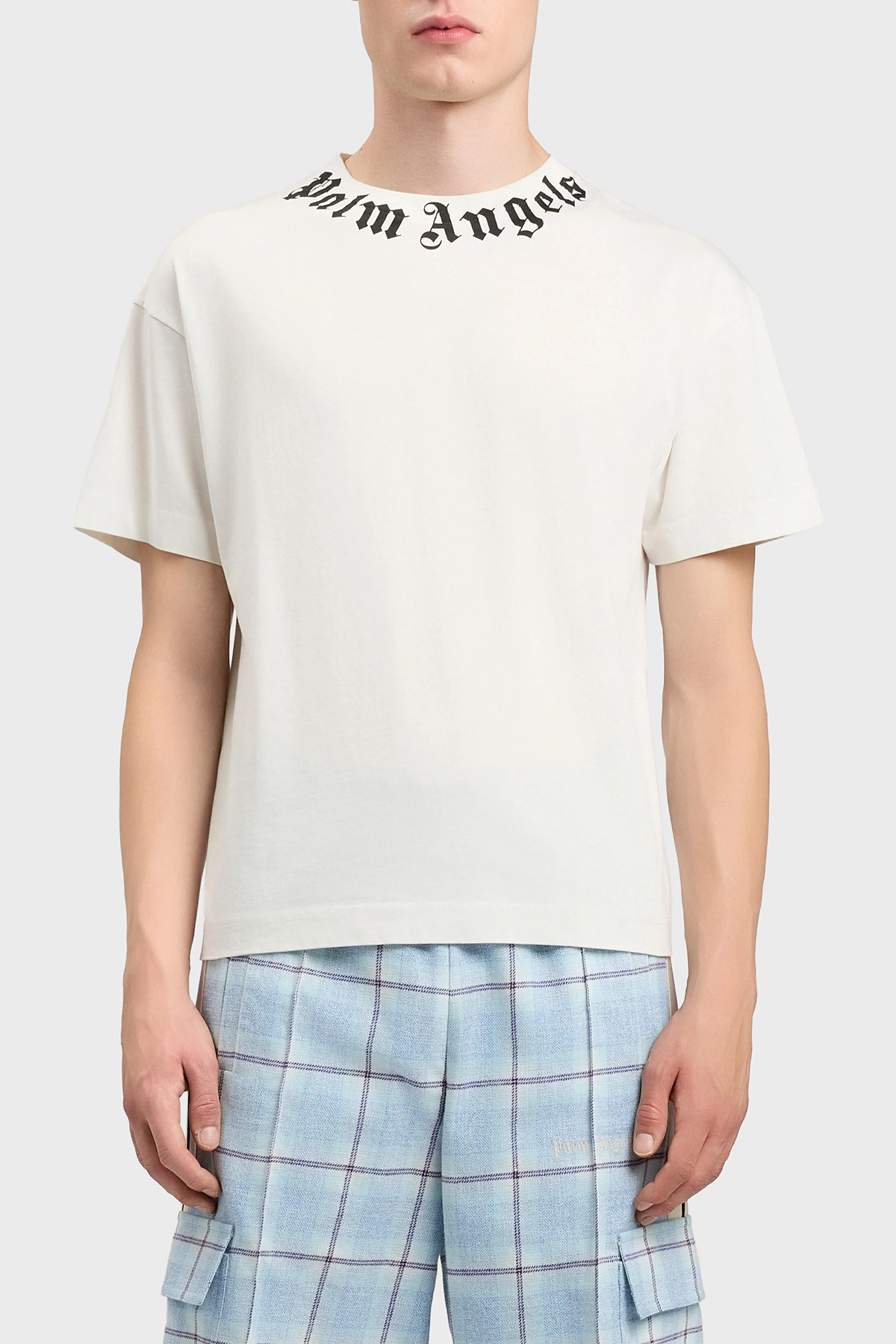 Palm Angels % 100 Pamuk Logo Baskılı Regular Fit Bisiklet Yaka Erkek T Shirt PMAA109S26JER008 EKRU