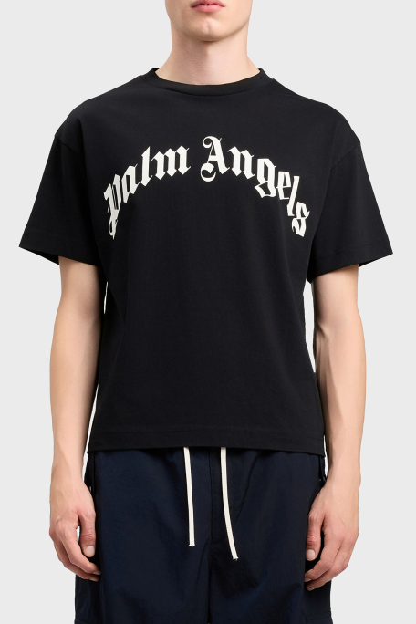 Palm Angels % 100 Pamuk Logo Baskılı Regular Fit Bisiklet Yaka