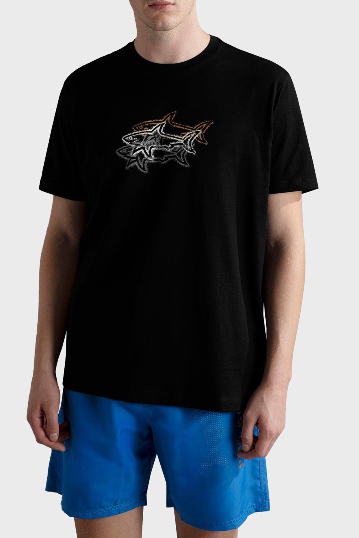 Paul & Shark % 100 Pamuk Regular Fit Bisiklet Yaka Baskılı Erkek T Shirt 24411041 011 SİYAH