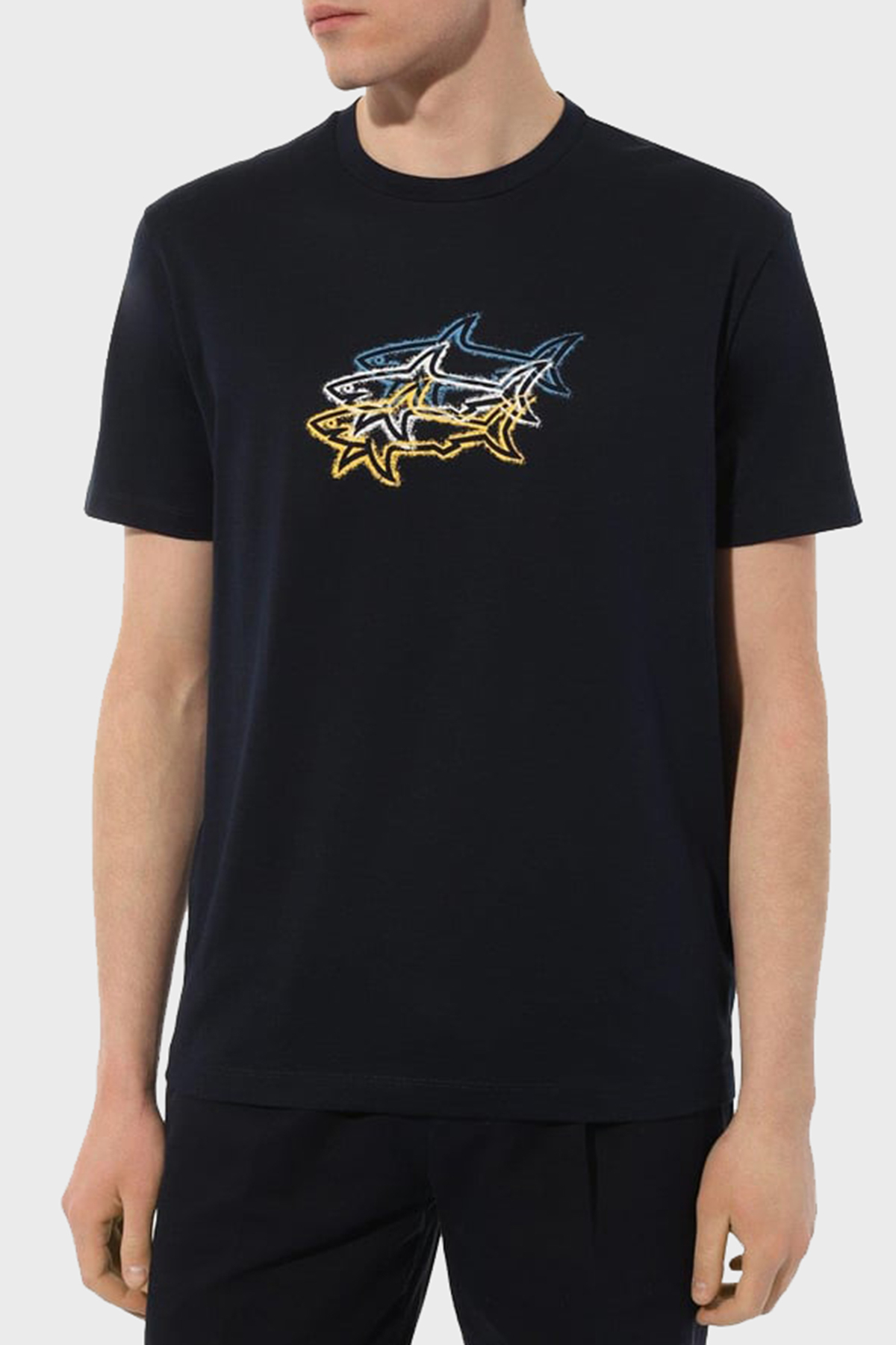 Paul & Shark % 100 Pamuk Regular Fit Bisiklet Yaka Baskılı Erkek T Shirt 24411041 013 LACİVERT