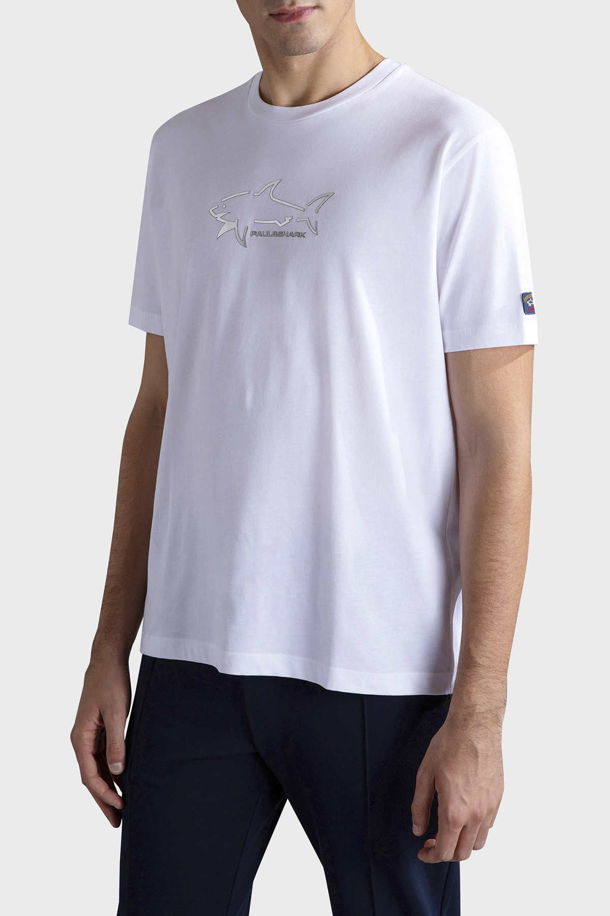 Paul & Shark % 100 Pamuk Regular Fit Bisiklet Yaka Erkek T Shirt 23411198 010 BEYAZ