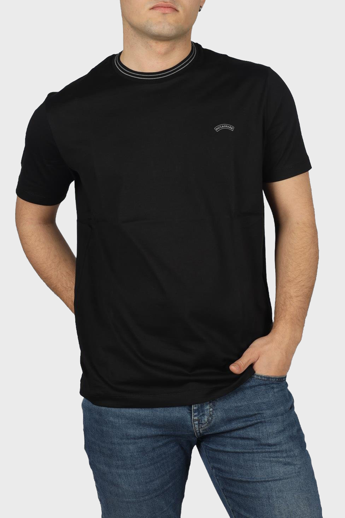 Paul & Shark % 100 Pamuk Regular Fit Bisiklet Yaka Erkek T Shirt 24411027 011 SİYAH