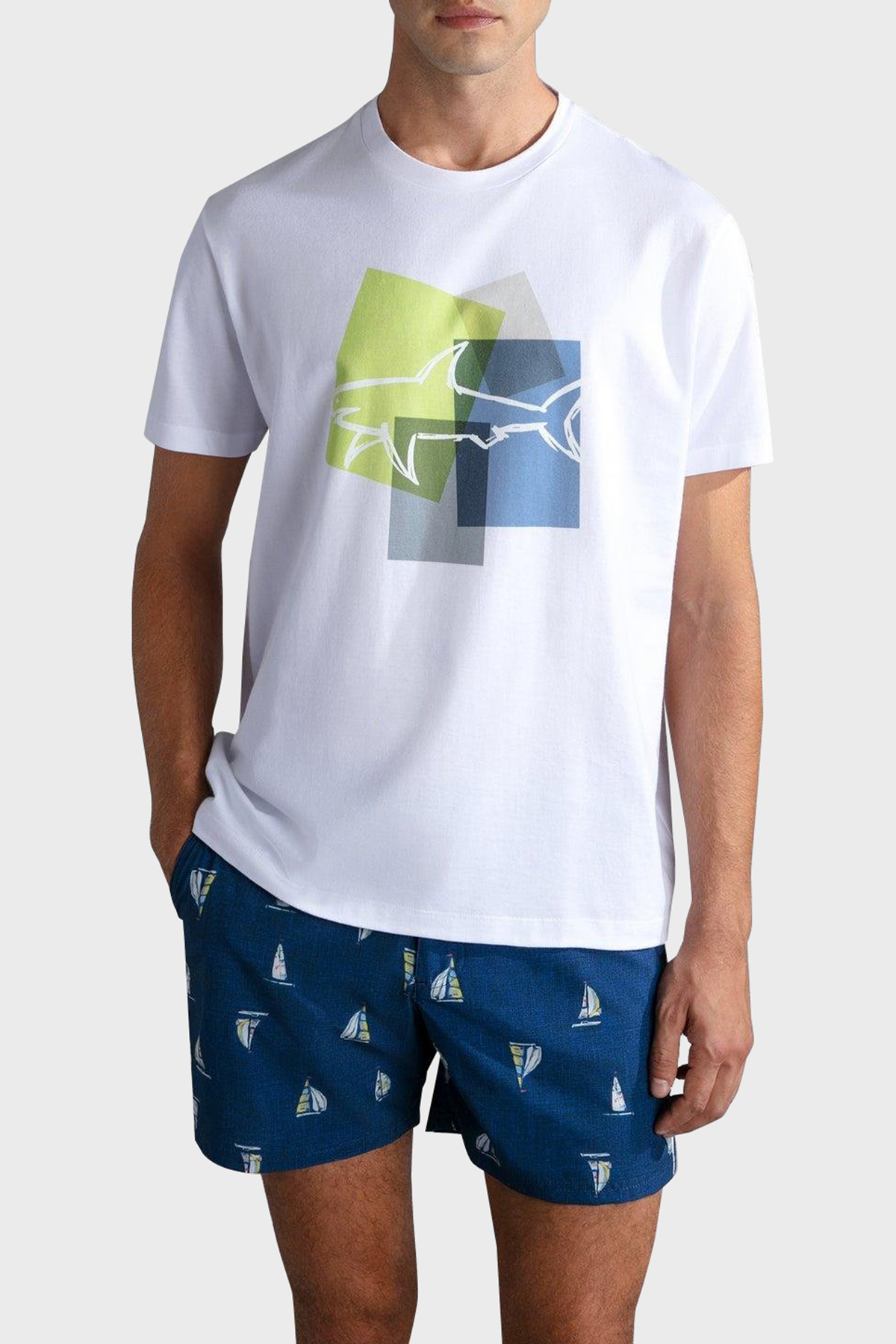 Paul & Shark % 100 Pamuk Regular Fit Bisiklet Yaka Erkek T Shirt 24411073 010 BEYAZ