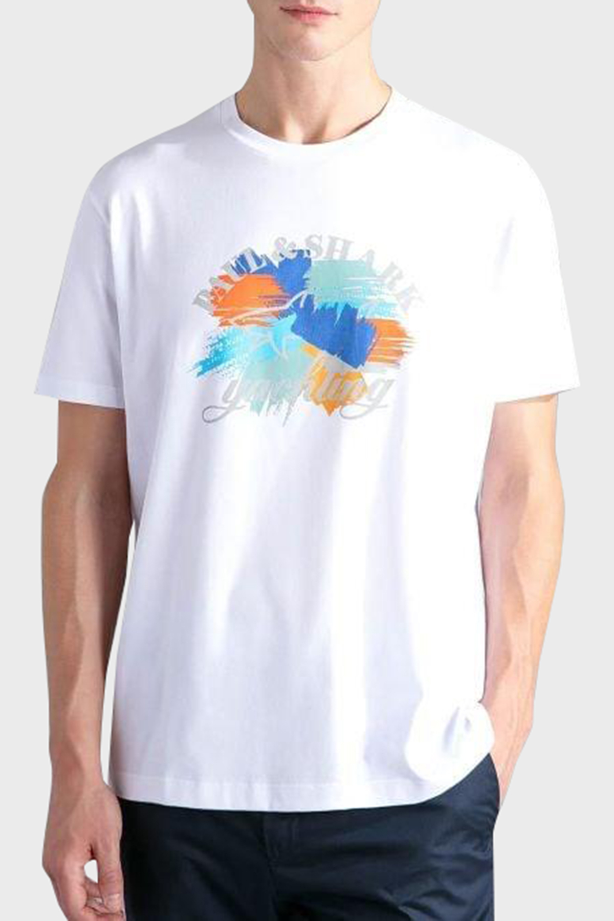 Paul & Shark % 100 Pamuk Regular Fit Bisiklet Yaka Logolu Erkek T Shirt 24411013 010 BEYAZ