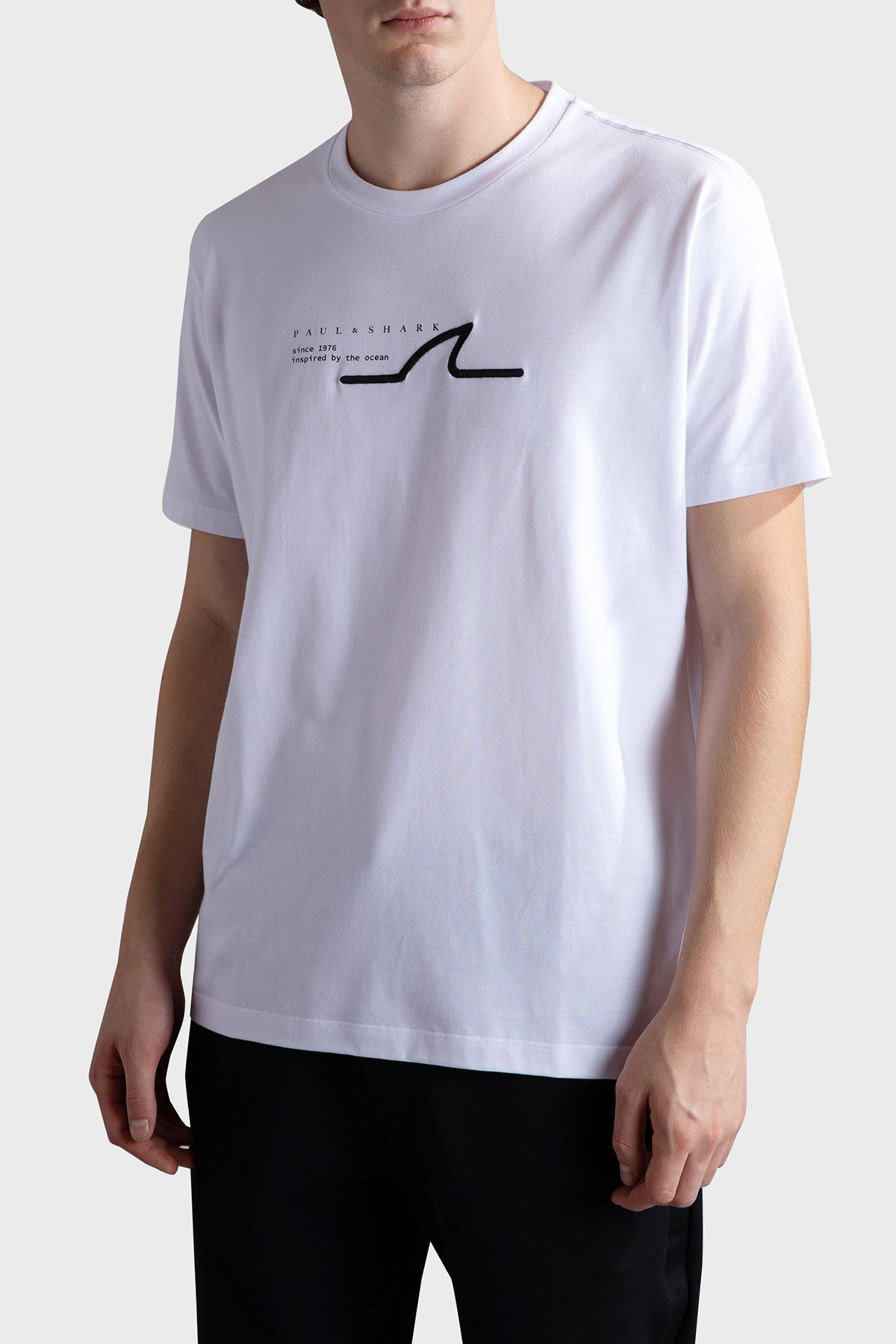 Paul & Shark % 100 Pamuk Regular Fit Bisiklet Yaka Logolu Erkek T Shirt 24411053 010 BEYAZ