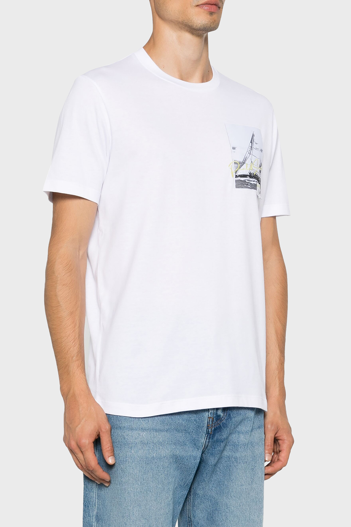 Paul & Shark % 100 Pamuk Regular Fit Bisiklet Yaka Logolu Erkek T Shirt 24411064 010 BEYAZ