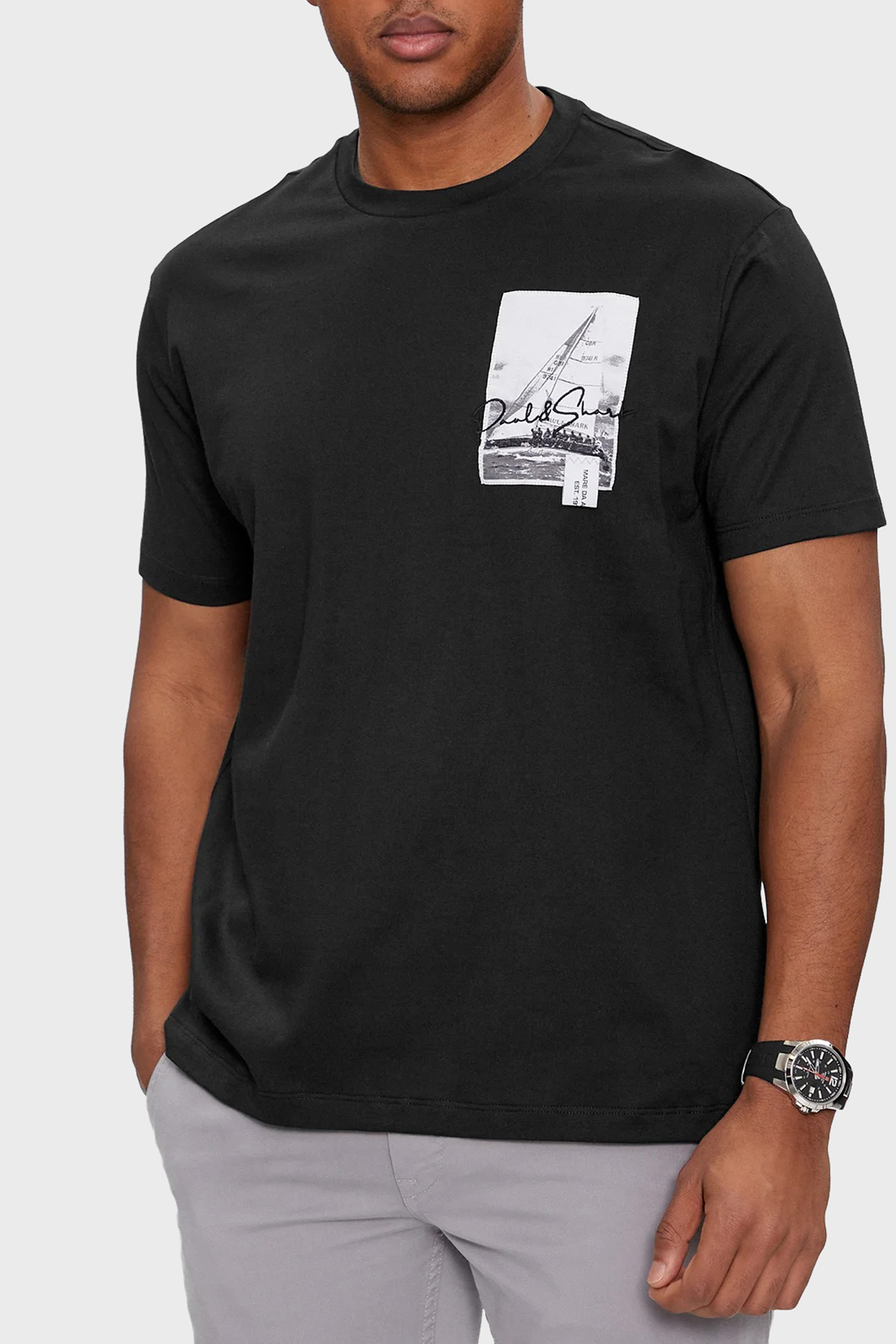 Paul & Shark % 100 Pamuk Regular Fit Bisiklet Yaka Logolu Erkek T Shirt 24411064 011 SİYAH
