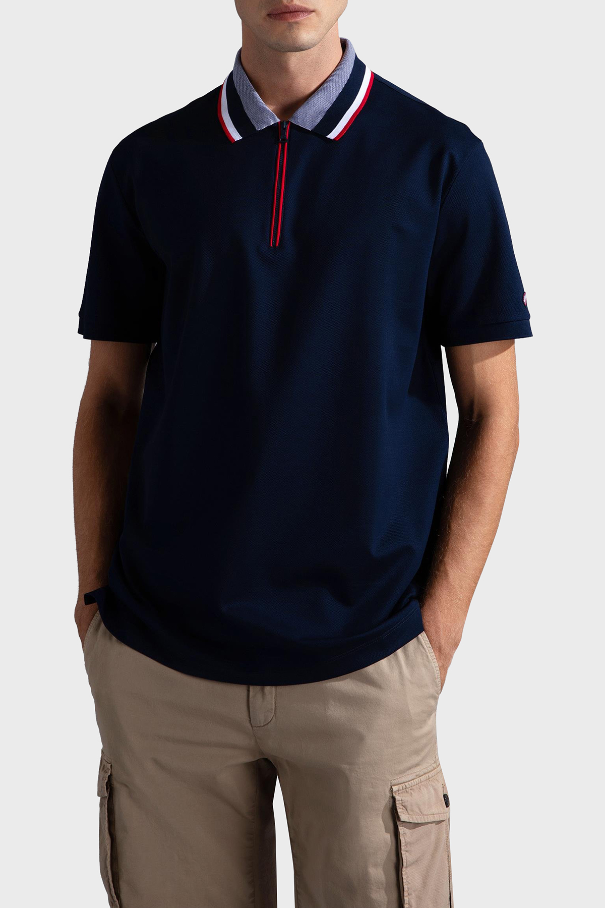 Paul & Shark % 100 Pamuk Regular Fit Yarım Fermuarlı Erkek Polo Yaka T Shirt 24411288 013 LACİVERT