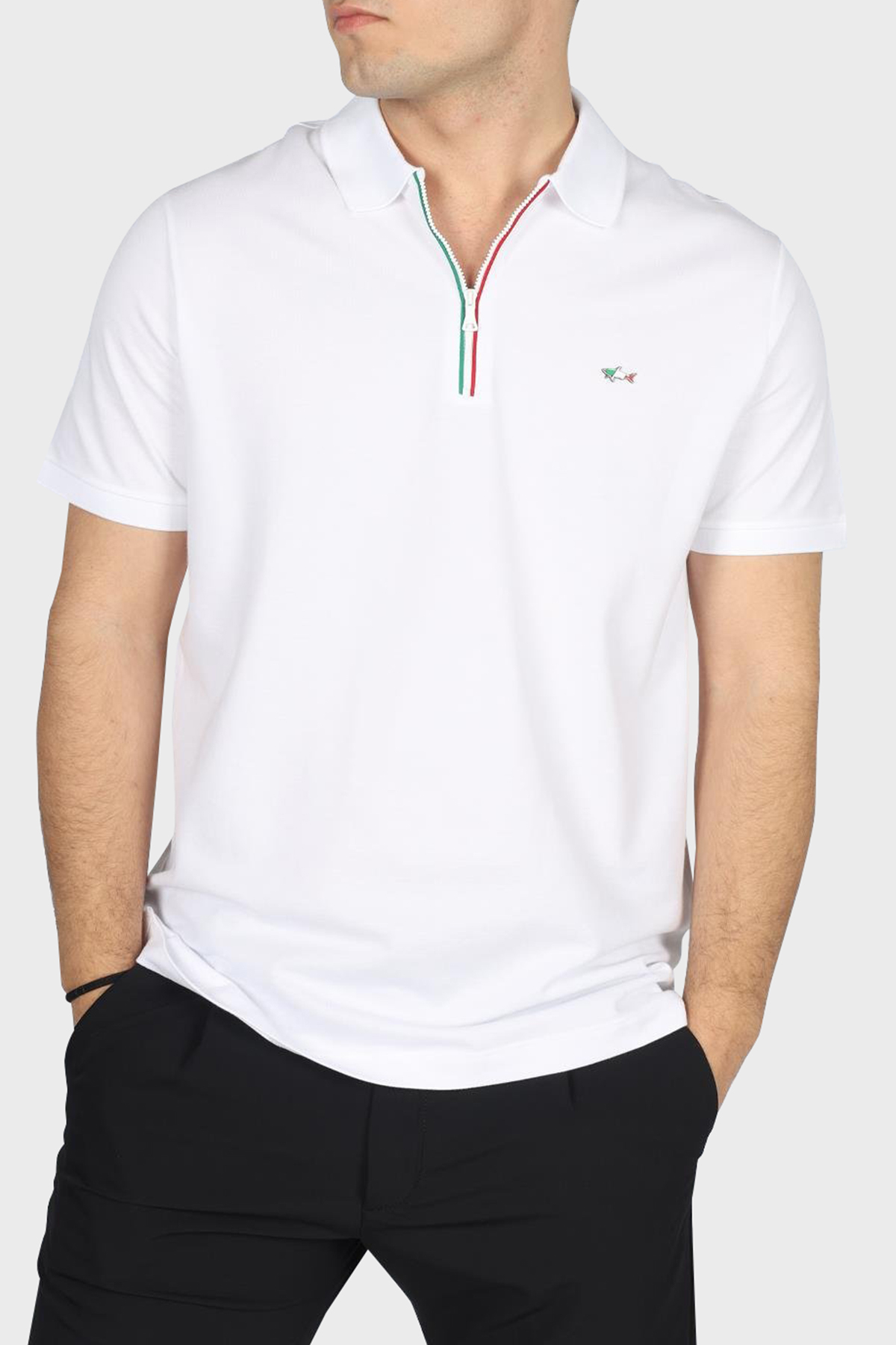 Paul & Shark % 100 Pamuk Regular Fit Yarım Fermuarlı Erkek Polo Yaka T Shirt 24411314 010 BEYAZ