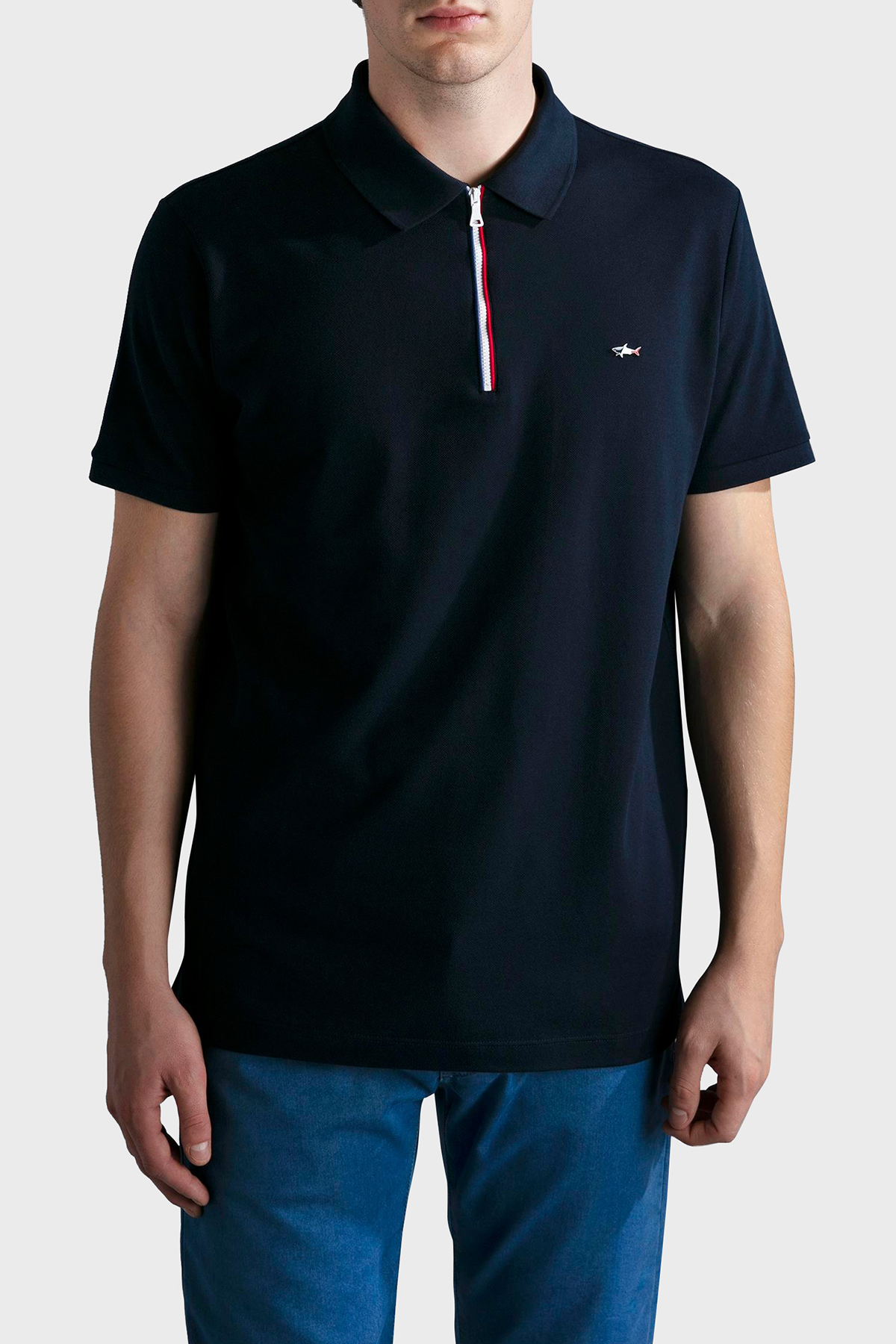 Paul & Shark % 100 Pamuk Regular Fit Yarım Fermuarlı Erkek Polo Yaka T Shirt 24411314 013 LACİVERT