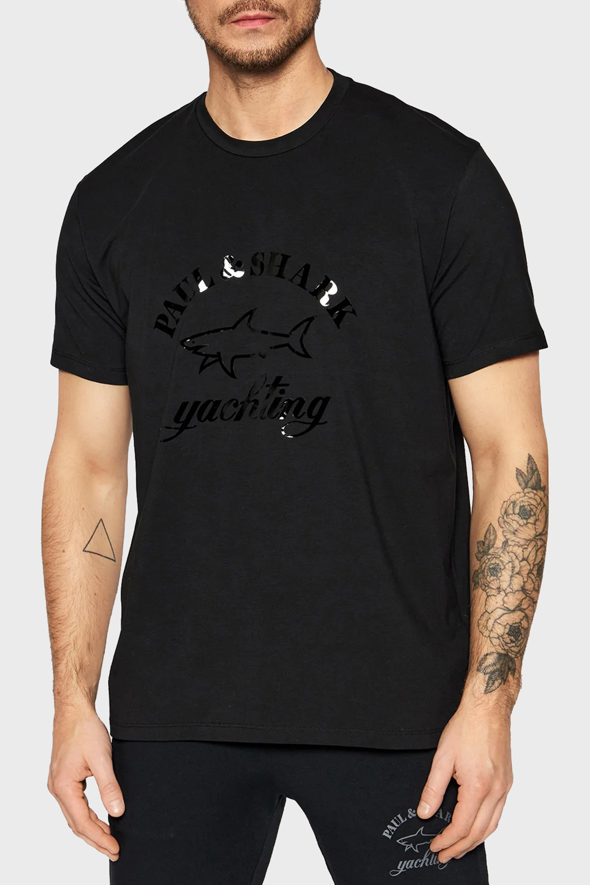 Paul & Shark Baskılı Bisiklet Yaka Organik Pamuklu Relaxed Fit Erkek T Shirt 22411075 011 SİYAH