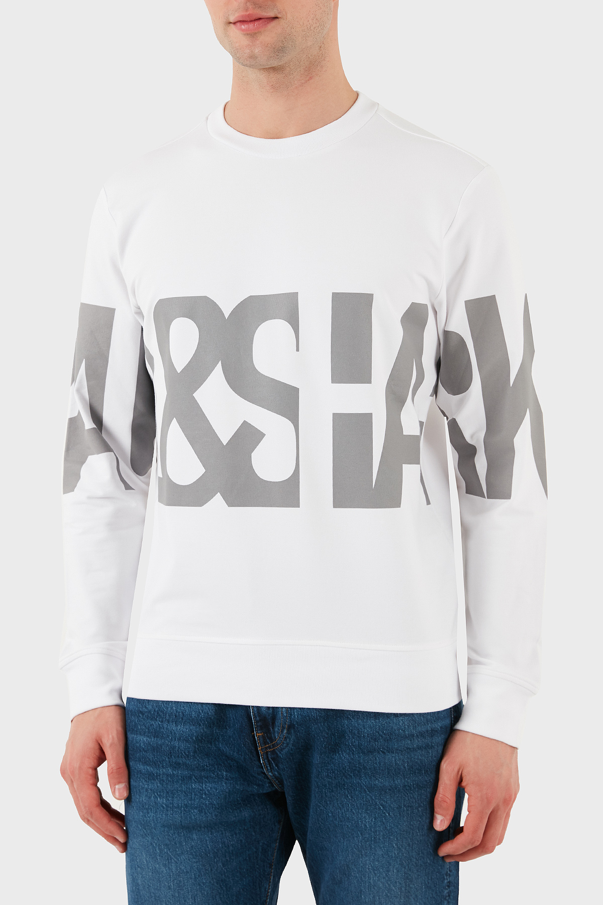Paul & Shark Logo Baskılı Streç Pamuklu Regular Fit Bisiklet Yaka Erkek Sweat 24411862 010 BEYAZ