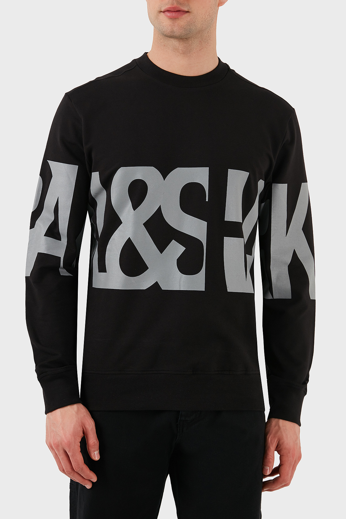 Paul & Shark Logo Baskılı Streç Pamuklu Regular Fit Bisiklet Yaka Erkek Sweat 24411862 011 SİYAH