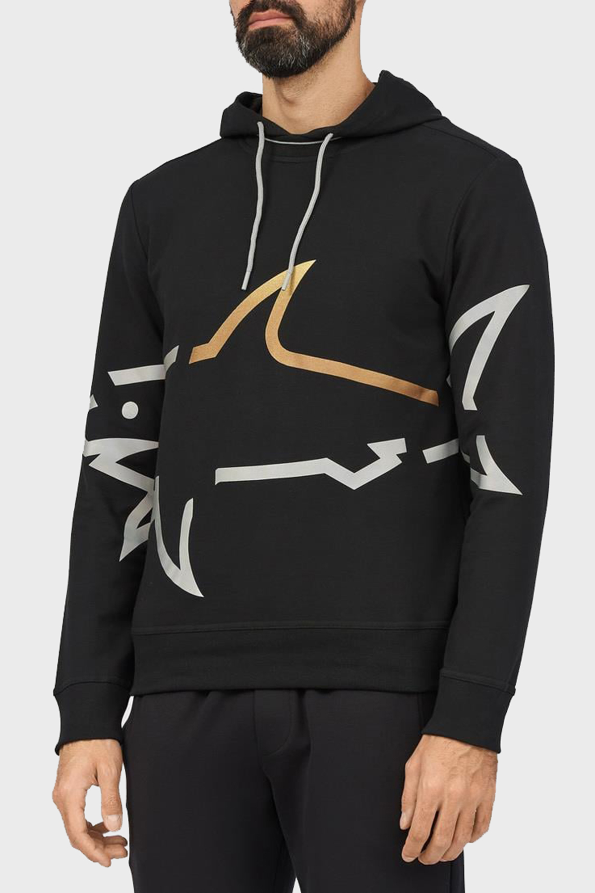 Paul & Shark Logo Baskılı Streç Pamuklu Regular Fit Kapüşonlu Erkek Sweat 24411882 011 SİYAH