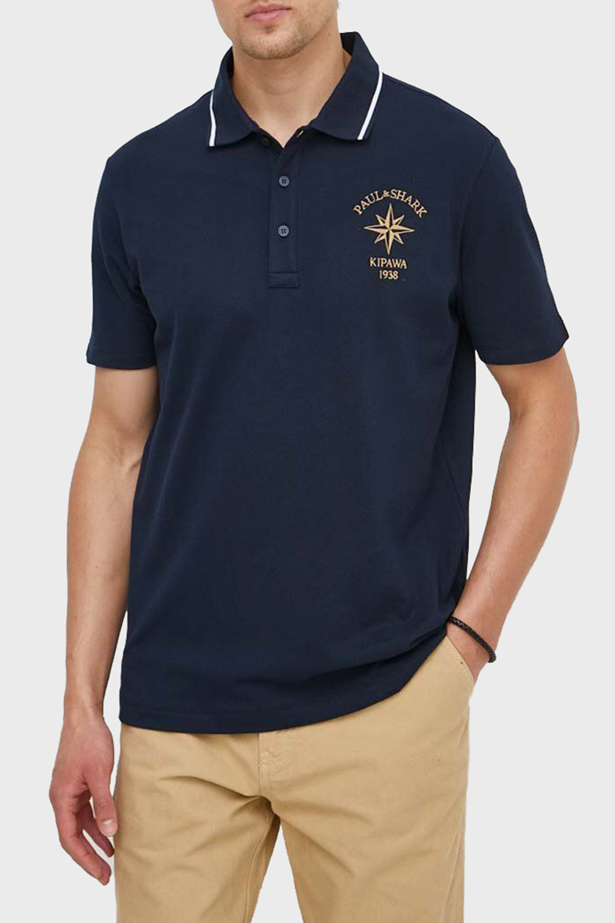 Paul & Shark Logo İşlemeli % 100 Pamuk Regular Fit Düğmeli Erkek Polo Yaka T Shirt 24411350 013 LACİVERT
