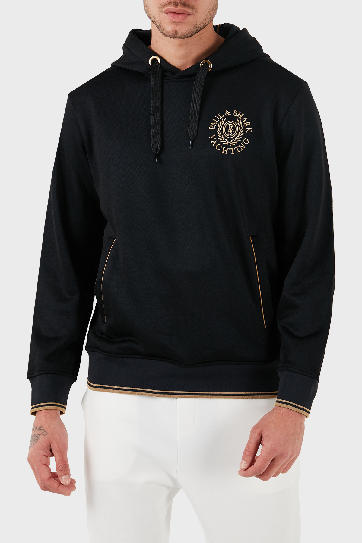 Paul & Shark Logolu Sırt Baskılı Kapüşonlu Cepli Regular Fit Erkek Sweat 13311919 011 SİYAH