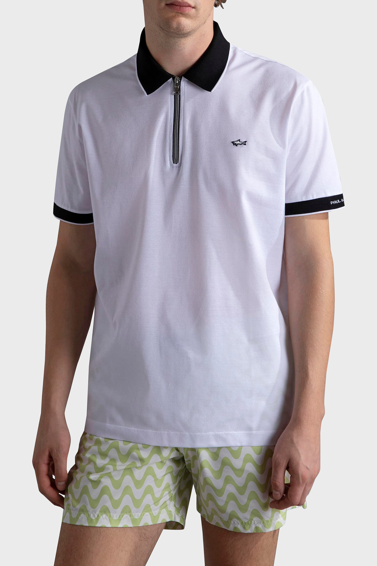 Paul & Shark Pamuklu Regular Fit Yarım Fermuarlı Erkek Polo Yaka T Shirt 24411319 010 BEYAZ