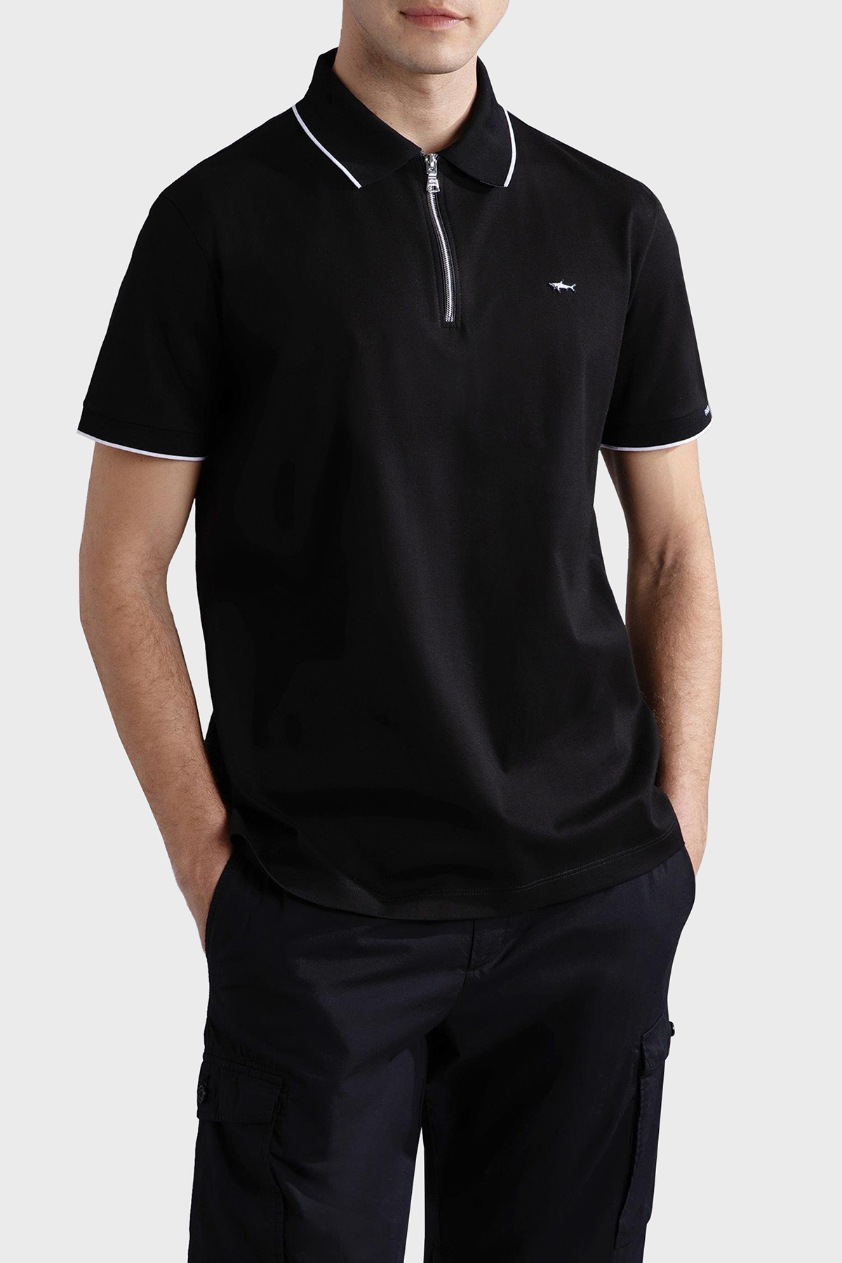 Paul & Shark Pamuklu Regular Fit Yarım Fermuarlı Erkek Polo Yaka T Shirt 24411319 011 SİYAH