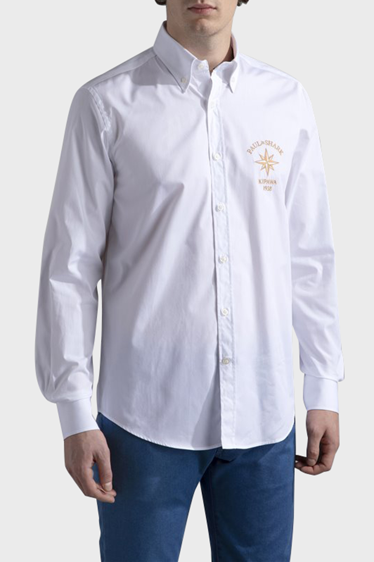 Paul & Shark Streç Pamuklu Regular Fit Düğmeli Yaka Erkek Gömlek 24413321 010 BEYAZ