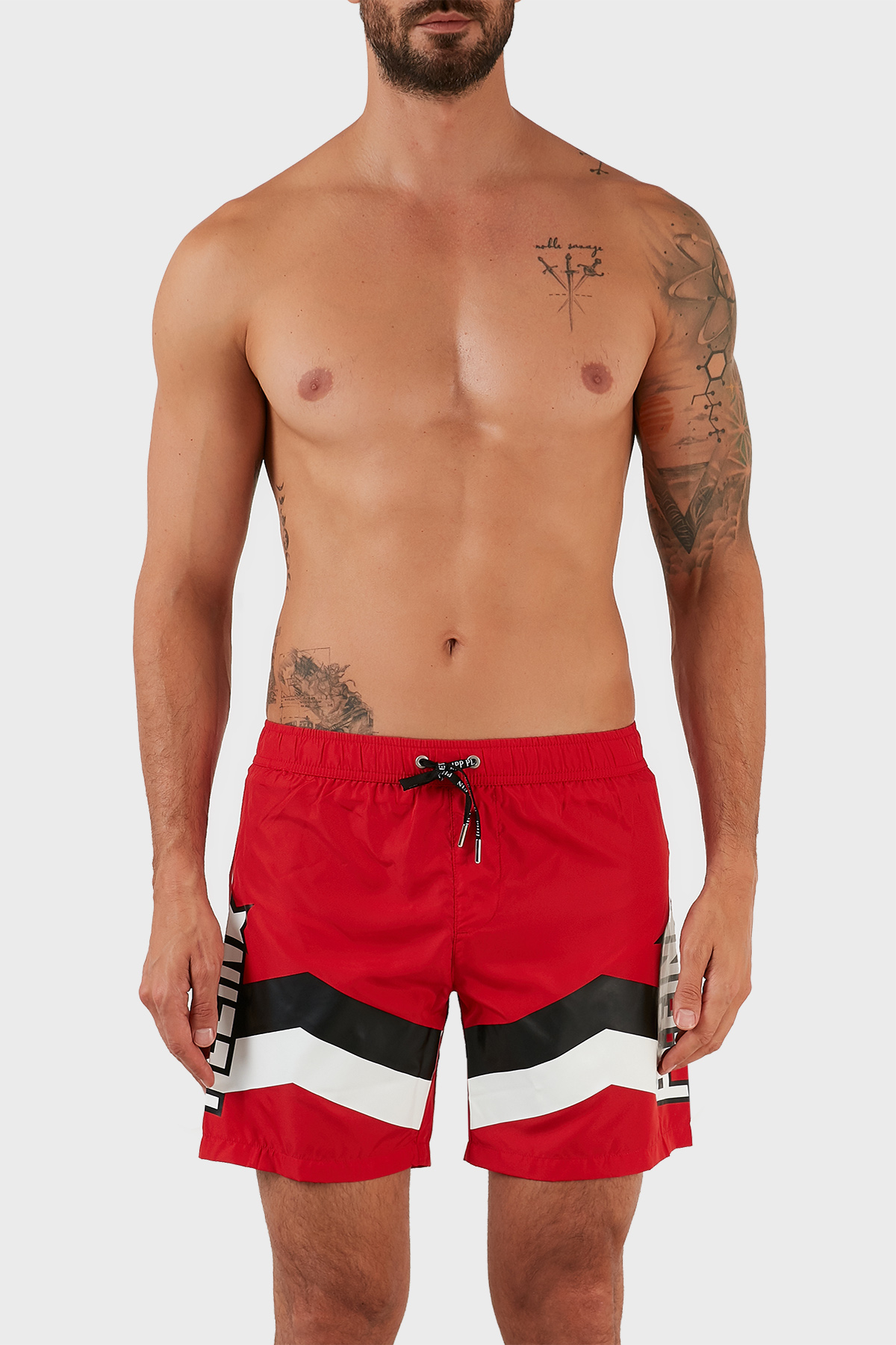 Philipp Plein Deniz Şortu Belden Bağlamalı Erkek Mayo Short CUPP06M0152 KIRMIZI