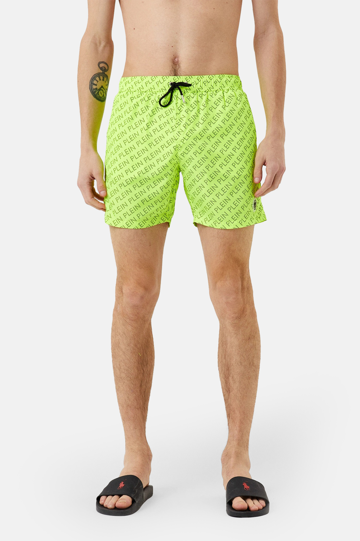 Philipp Plein Logo Desenli İpli Cepli Regular Fit Mayo Short Erkek Şort CUPP13M0132 FISTIK YEŞİL