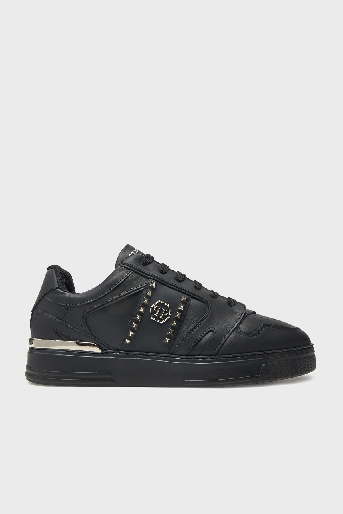 Philipp Plein Logolu Hakiki Deri Zımba Detaylı Kalın Taban Sneaker Erkek Ayakkabı USC0658 PLE010N 0202 SİYAH