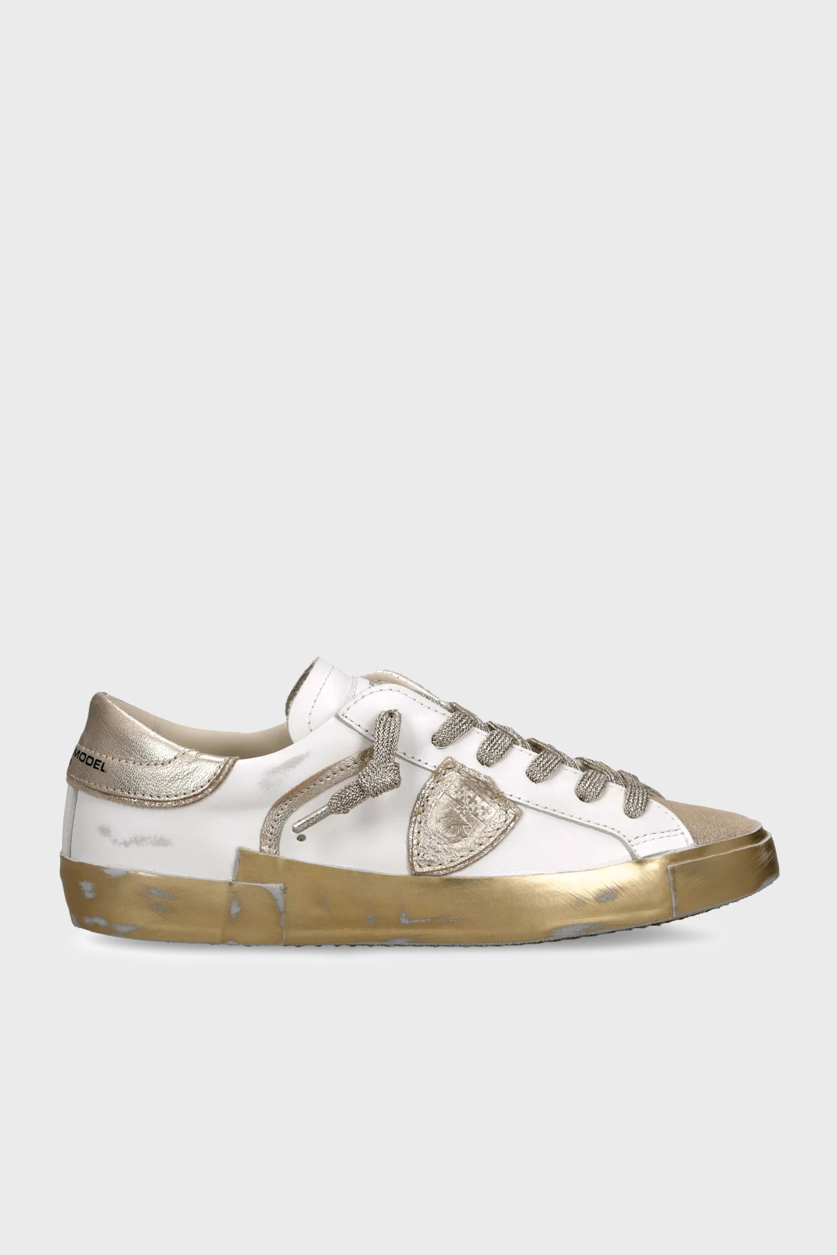 Philippe Model Deri Logolu Sneaker Kadın Ayakkabı PRLDVMM1VMM1 BEYAZ-GOLD