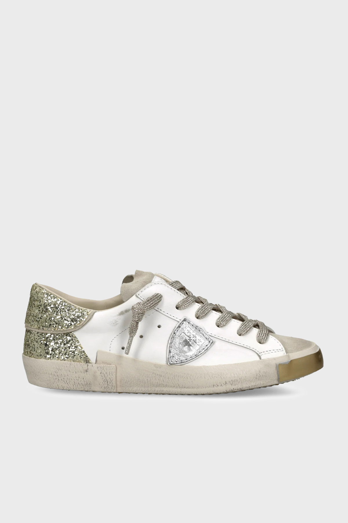 Philippe Model Deri Pul Detaylı Sneaker Kadın Ayakkabı PRLDVGX2VGX2 BEYAZ-GOLD
