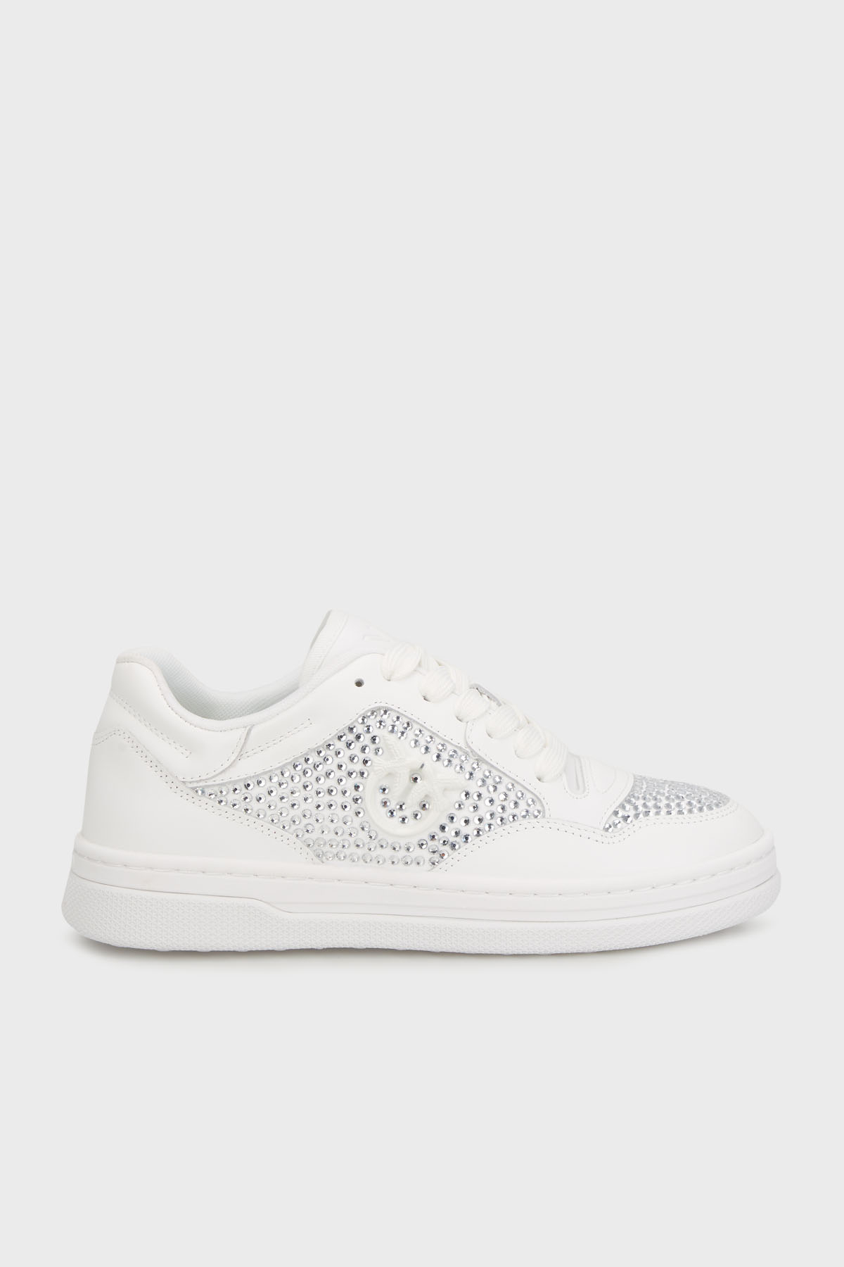 Pinko Hakiki Deri Taşlı Sneaker Kadın Ayakkabı SS0081P082Z1B BEYAZ