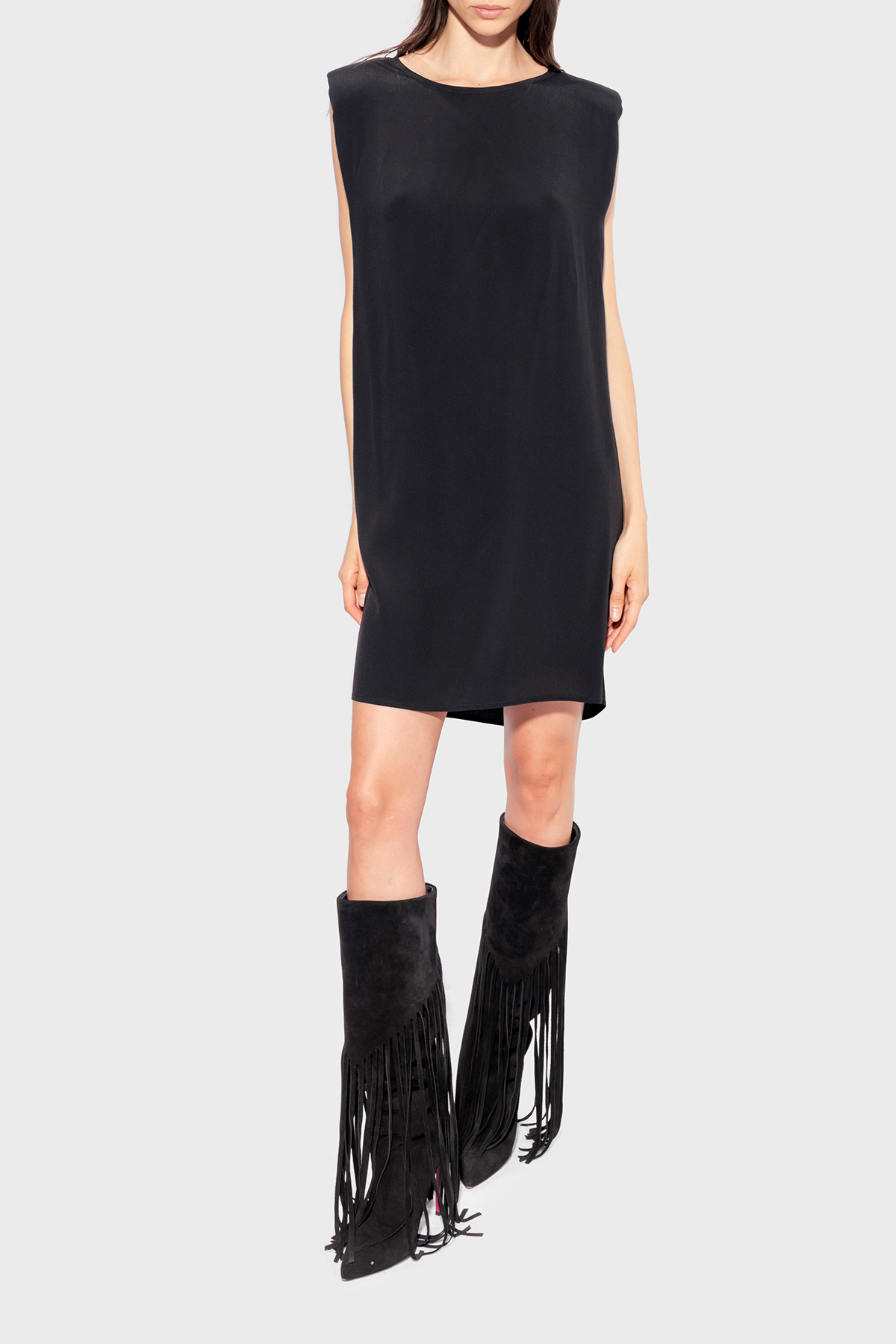 Pinko Kemerli Kolsuz Regular Fit Mini Kadın Elbise 101138 A0US Z99 SİYAH