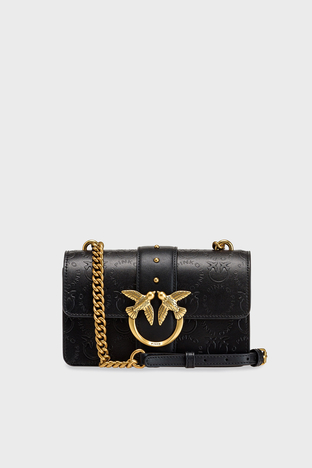 Pinko Logolu Zincir Askılı % 100 Deri Bayan Çanta 1P22VM A042 Z99Q SİYAH - Pinko