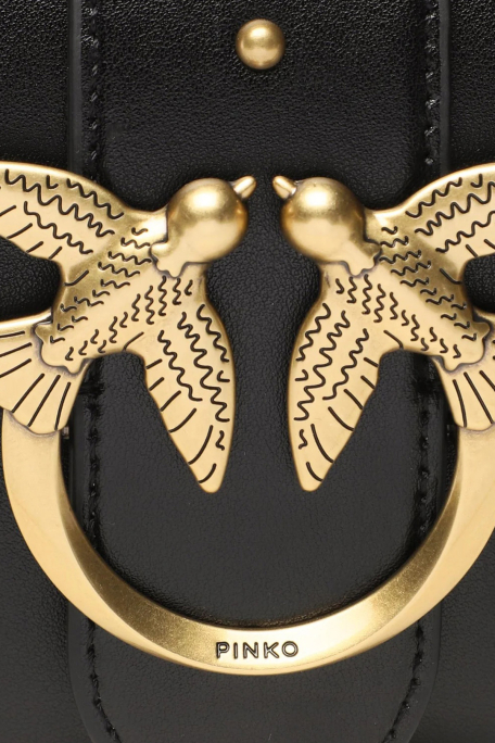 Pinko Logolu Zincir Askılı Deri Bayan Çanta 100059 A0F1 Z99Q SİYAH