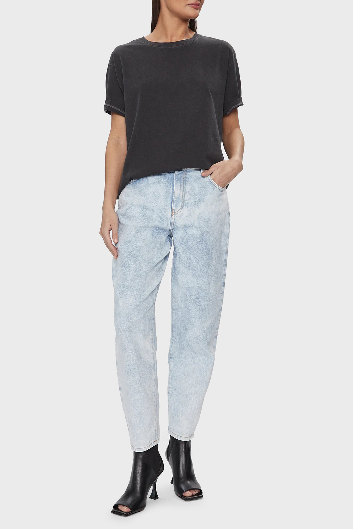 Pinko Pamuklu Yüksek Bel Mom Jeans Kadın Kot Pantolon 100379A1MSPJ1 Buz Mavisi