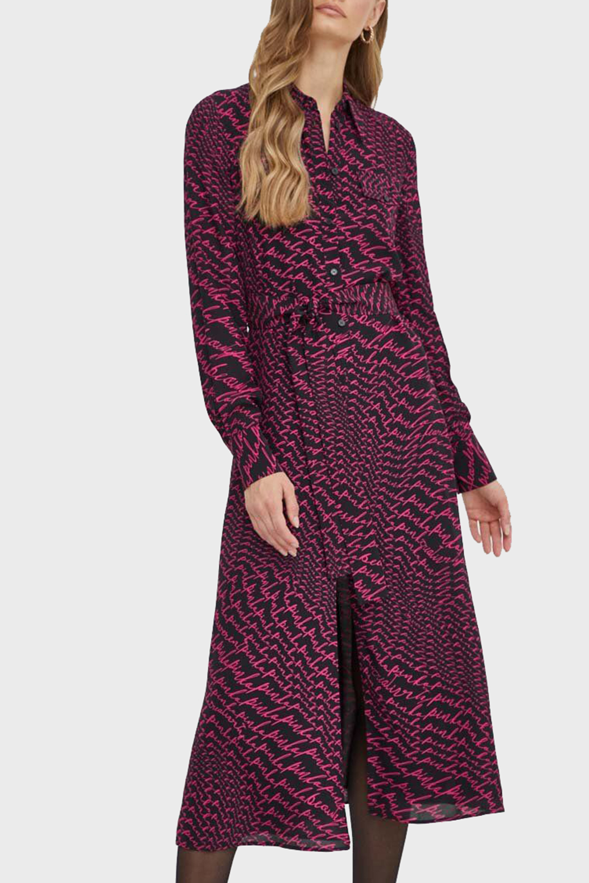 Pinko Regular Fit Kemerli Midi Gömlek Kadın Elbise 100909 A19Q ZW1 SİYAH