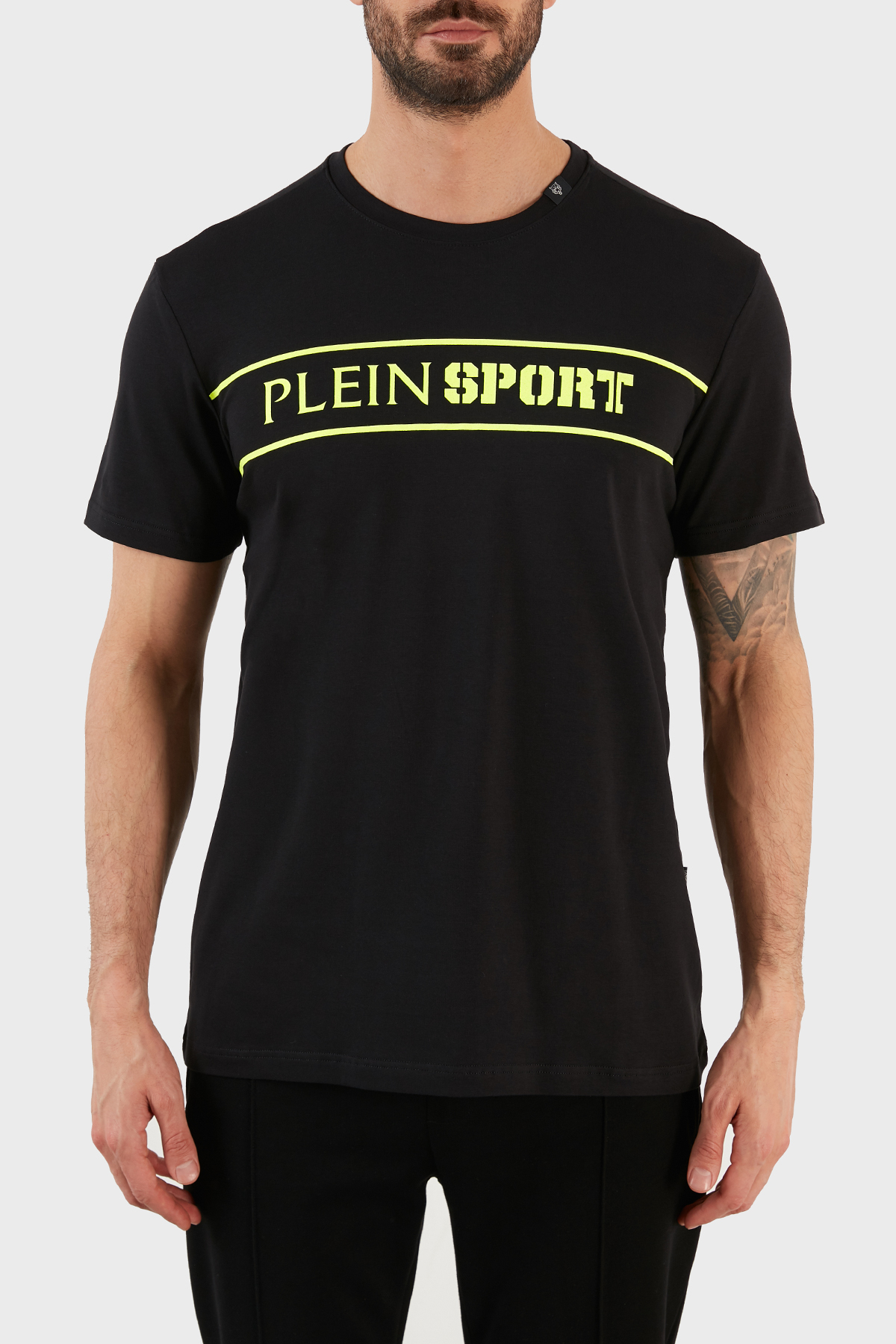 Plein Sport Logolu Bisiklet Yaka Pamuklu Erkek T Shirt TIPS101IT99 SİYAH
