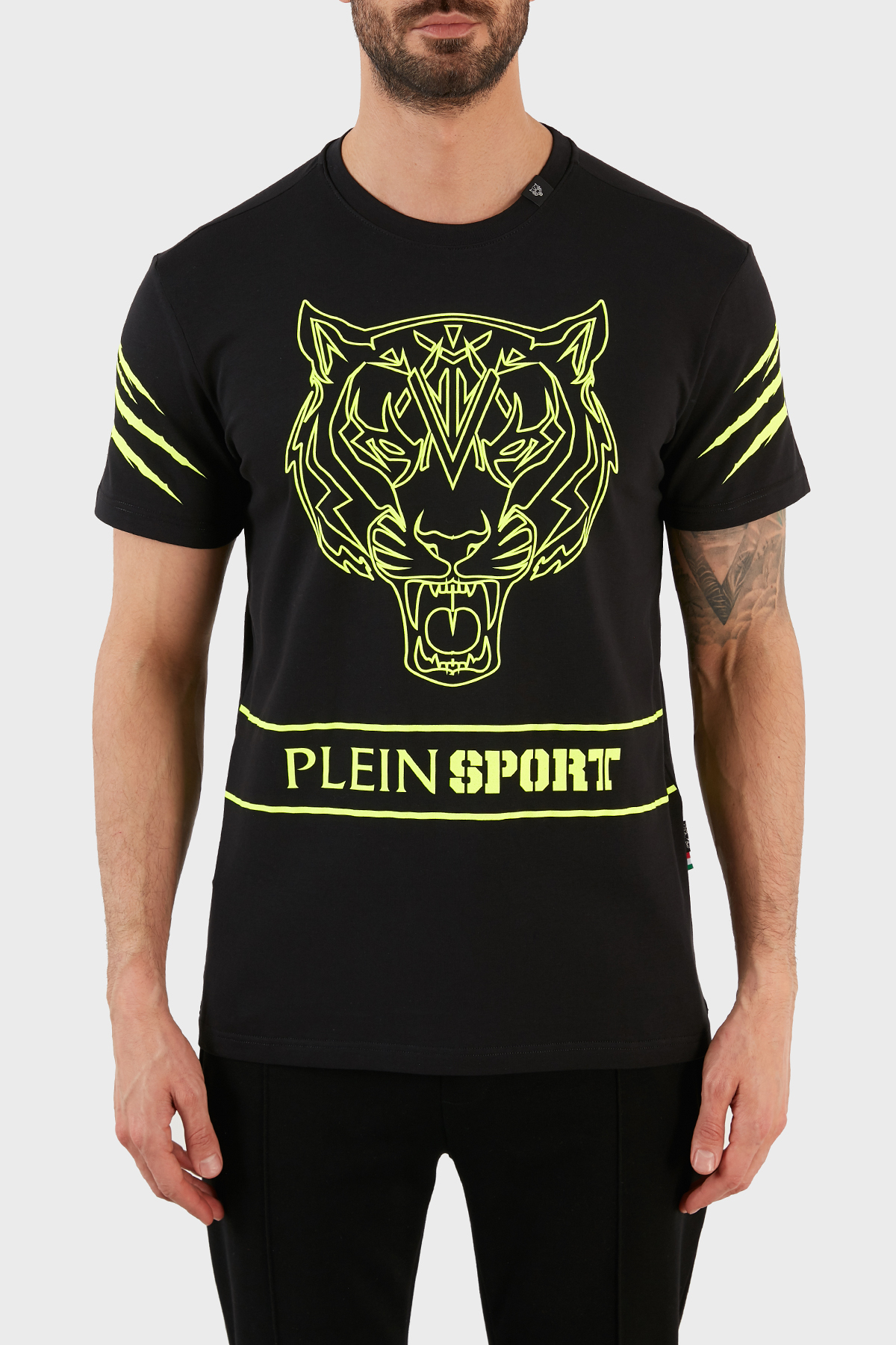 Plein Sport Logolu Bisiklet Yaka Pamuklu Erkek T Shirt TIPS102IT99 SİYAH