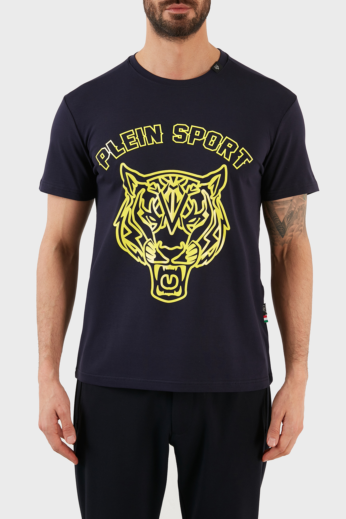 Plein Sport Logolu Bisiklet Yaka Pamuklu Erkek T Shirt TIPS113IT85 LACİVERT