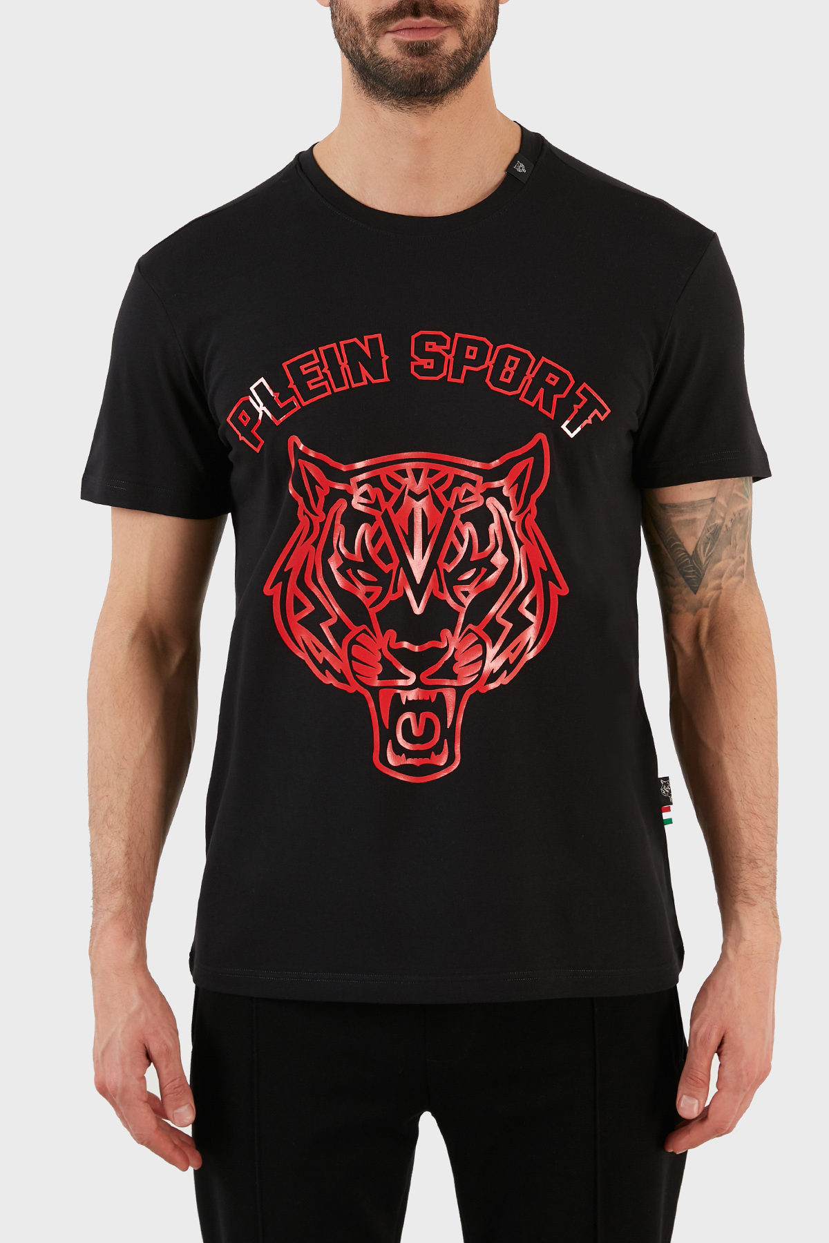 Plein Sport Logolu Bisiklet Yaka Pamuklu Erkek T Shirt TIPS113IT99 SİYAH