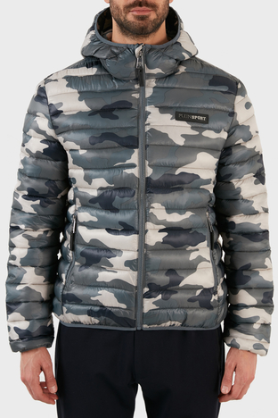 Plein Sport Logolu Kamuflaj Desenli Yalıtımlı Kapüşonlu Erkek Mont UPPS10332 KAMUFLAJ-HAKI - Plein Sport