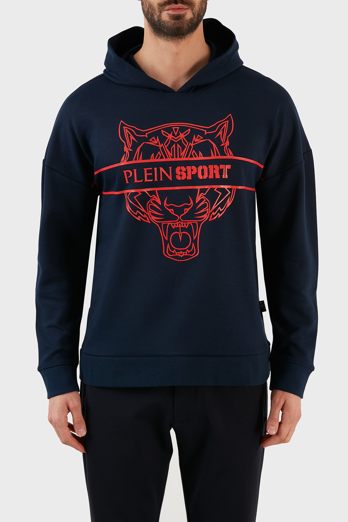 Plein Sport Logolu Regular Fit Kapüşonlu Pamuklu Erkek Sweat FIPS21885 LACİVERT