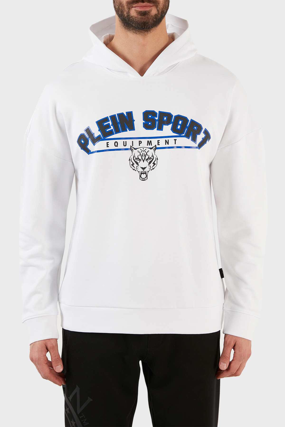 Plein Sport Logolu Regular Fit Kapüşonlu Pamuklu Erkek Sweat FIPS21901 BEYAZ