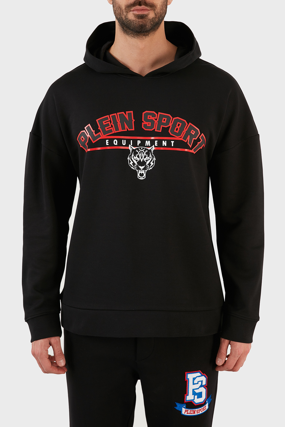 Plein Sport Logolu Regular Fit Kapüşonlu Pamuklu Erkek Sweat FIPS21999 SİYAH