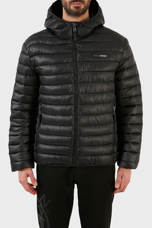 Plein Sport Logolu Yalıtımlı Kapüşonlu Şişme Erkek Mont UPPS10399 SİYAH - Plein Sport