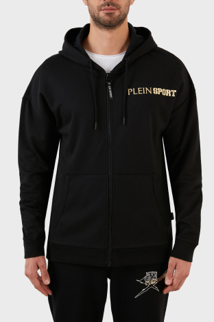 Plein Sport Pamuklu Regular Fit Fermuarlı Kapüşonlu Erkek Sweat FIPSZ132898 SİYAH - Plein Sport